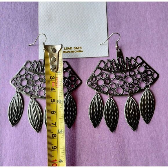 Chandelier Earrings Fashion Jewelry Drop Dangle Hammered Metal Inspired Alloy 1x - Picture 5 of 12